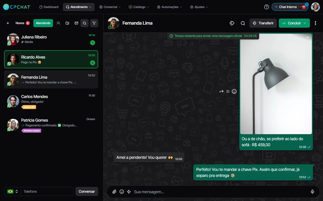 Arrastar mensagens no CPChat