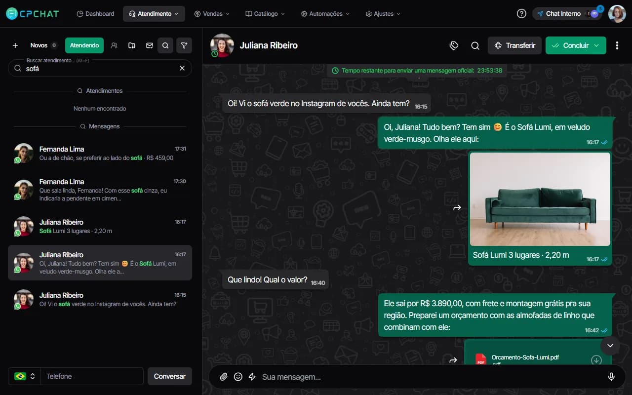 Busca em todas as conversas no CPChat