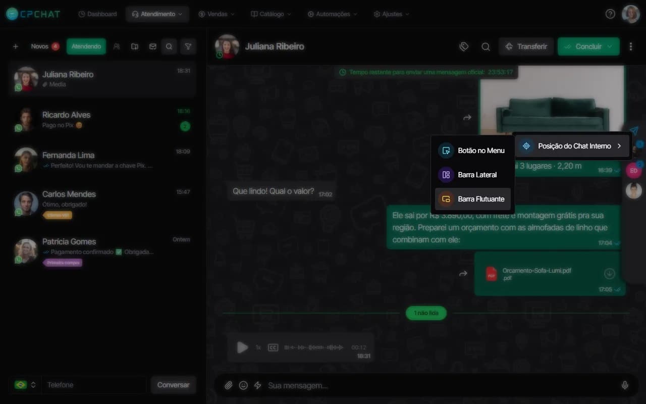 Chat interno onde você quiser no CPChat