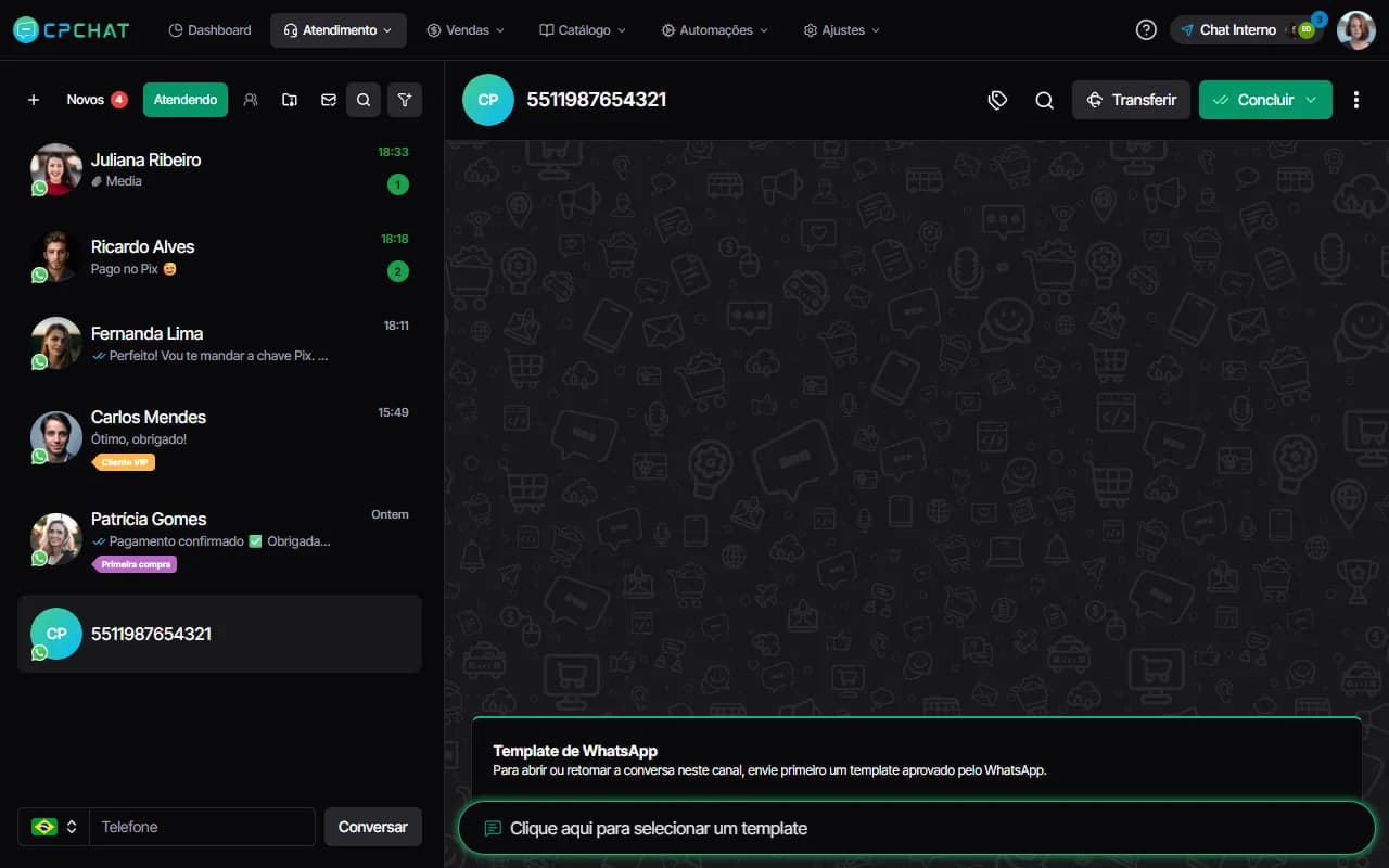 Conversa sem salvar o contato no CPChat