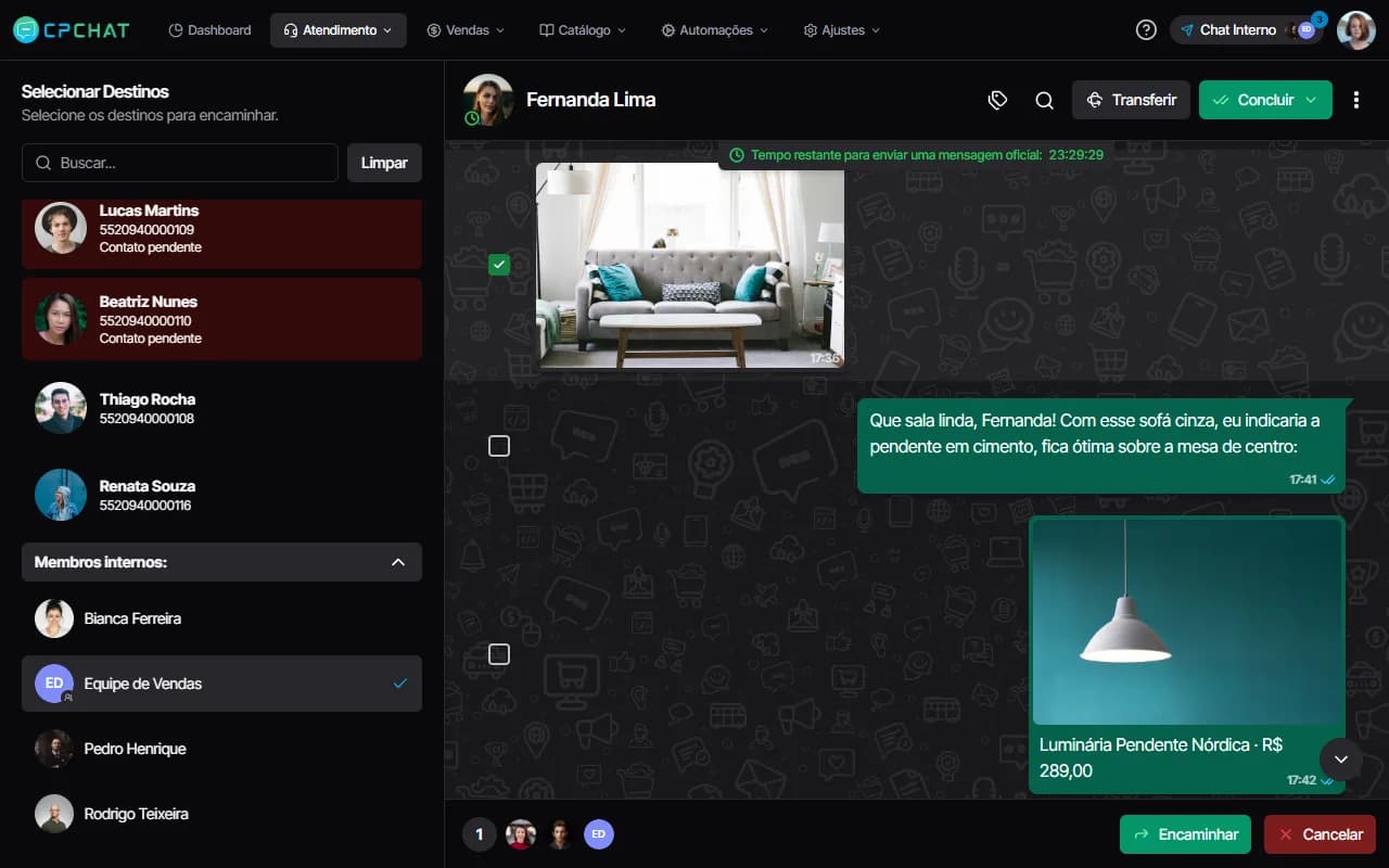 Encaminhar mensagens no CPChat