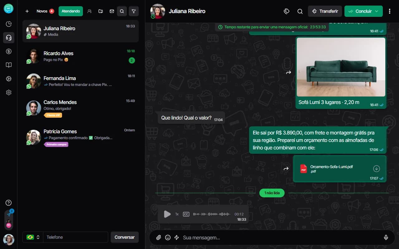 Menu em cima ou na lateral no CPChat