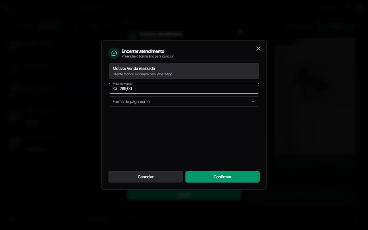 Motivo de encerramento no CPChat